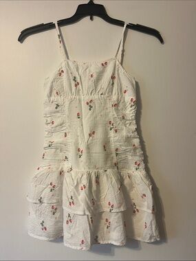 art class White Strawberry Tiered Sundress